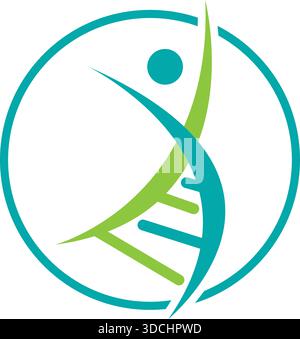 DNA Helix Person Circle Science icône Modern logo Design modèle vectoriel Illustration de Vecteur