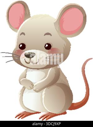 Illustration de souris vectorielle adorable, couleurs pastel douces, grandes oreilles, formes arrondies, lignes épurées Illustration de Vecteur