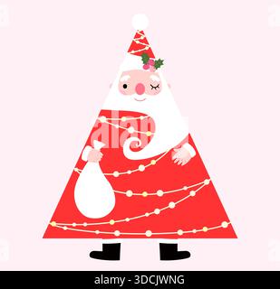 Conception vectorielle secrète du Père Noël pour les invitations de fêtes, les affiches et les cartes de voeux Illustration de Vecteur