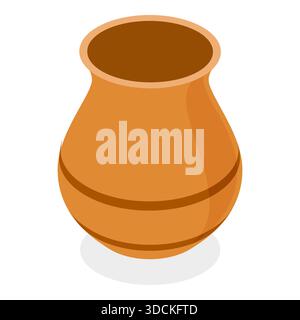 Ensemble plat isométrique 3D d'articles en céramique vintage, poterie argile. Point 2 Banque D'Images