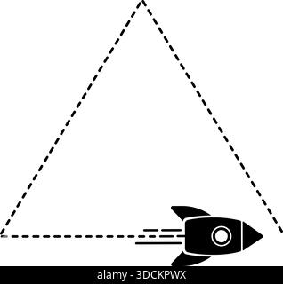 Icône de fusée avec une traînée en pointillés formant une forme triangulaire. Illustration de Vecteur