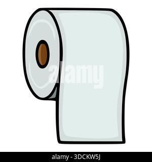 Illustration vectorielle simple d'un rouleau de papier toilette avec un noyau brun, présenté sur un fond blanc propre avec un effet dégradé subtil sur le p Illustration de Vecteur