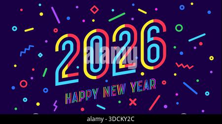 2026, bonne année. Carte de voeux Illustration de Vecteur