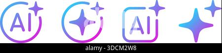 Icône étoile AI définie. Symbole d'intelligence artificielle. Signe de robot ai numérique bleu dégradé violet. Signe d'assistant intelligent Magic STAR. Élément de design moderne Illustration de Vecteur