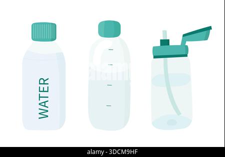 Bouteilles d'eau ensemble illustrations pour la marque Illustration de Vecteur