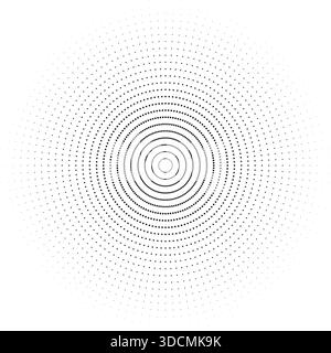 Texture circulaire avec des rayons réguliers en pointillés qui se rétrécissent vers l'extérieur dans un motif régulièrement espacé. Illustration de Vecteur
