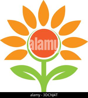 Sunflower Agriculture nature Growth Icon Template Modern Vector logo Design Illustration de Vecteur