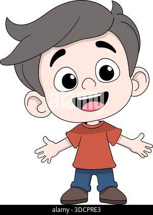 Une illustration joyeuse de dessin animé d'un enfant souriant à bras ouverts célébrant la Journée des enfants Illustration de Vecteur