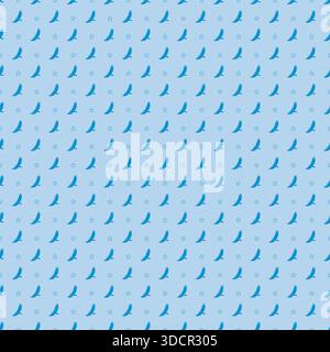 Motif sans couture d'aigle américain et d'étoile dessiné à la main en bleu doux. Illustration vectorielle mignonne idéale pour le décor de pépinière des enfants, papiers peints, textiles, bébé R Illustration de Vecteur