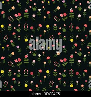 Motif floral répétitif sans couture avec des fleurs Illustration de Vecteur