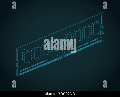 Illustration vectorielle stylisée du plan isométrique du module RAM Illustration de Vecteur