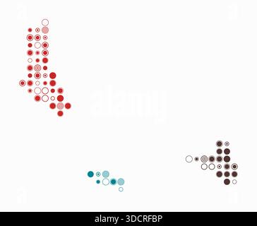 Comores, forme du pays construit de cellules colorées. Carte de style numérique des Comores sur fond blanc. Blocs circulaires de grande taille. Illustration de Vecteur