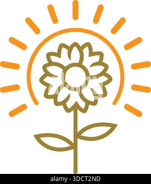 Flower Sun nature Eco Growth Icon Template Modern Vector logo Design Illustration de Vecteur