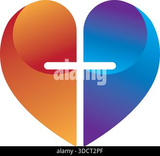 Heart Cross gradient Love Health Icon Vector Modern logo Design Template Illustration de Vecteur