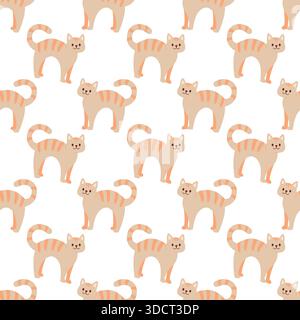 Motif de chat sans couture mignon illustration dessinée à la main Illustration de Vecteur