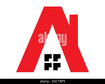 Lettre moderne Un design d'icône de maison de toit combinant alphabet et concept de maison. Symbole vectoriel minimal propre idéal pour l'immobilier, l'image de marque de propriété, l'arc Illustration de Vecteur