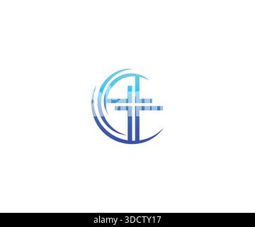 Logo minimal de croix et d'église, conception du logo Contemporary Faith Illustration de Vecteur