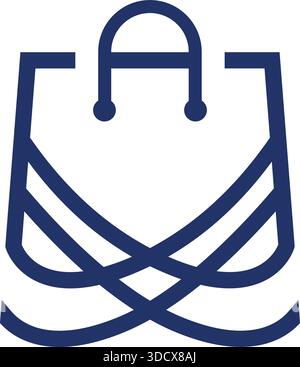 Sac à provisions Line logo Design Store Fashion Template icône de vecteur Illustration de Vecteur