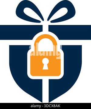 Gift Box Lock logo Vector Secure Shopping Design Template Illustration de Vecteur