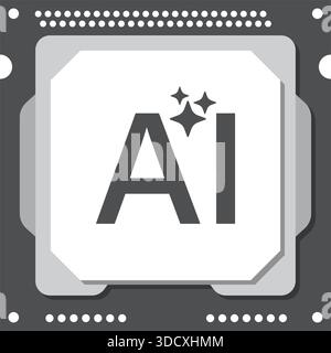 Icône de processeur d'intelligence artificielle dans un style plat. Microchip pour illustration vectorielle de génération d'IA sur fond isolé. Algorithme d'invite signer l'activité Illustration de Vecteur