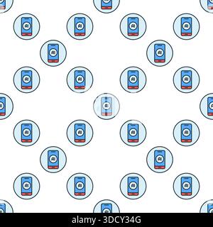 Smartphone avec concept vectoriel d'intelligence artificielle Intelligence artificielle rond motif sans couture coloré Illustration de Vecteur