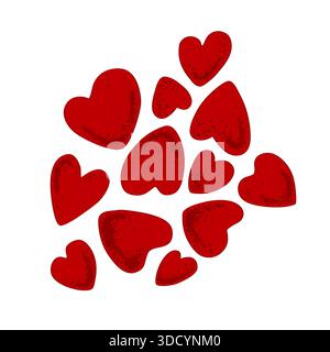 Nuage de coeurs rouges de la Saint-Valentin sur fond blanc. Illustration isolée vectorielle Illustration de Vecteur