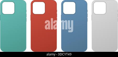 Dernière silicone arrière de téléphone portable, housses en plastique dans un style coloré, illustration vectorielle Illustration de Vecteur
