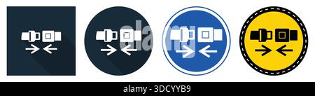 Cette collection présente des icônes de ceinture de sécurité dans différents styles et couleurs, soulignant l'importance de la sécurité dans le transport. Parfait pour la prise de conscience Illustration de Vecteur