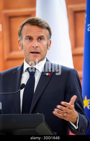 Président de la France Emmanuel Macron lors de la cérémonie de clôture ...