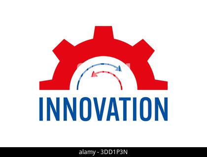 Logo innovation demi-roue. concept d'innovation croisée. concept d'innovation avec cercle, logo d'innovation pour les entreprises, l'industrie, la science, le monde de l'éducation Banque D'Images