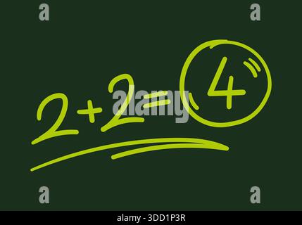 concept 2+2 dessiné à la main. mathématiques et 2+2 résultats Banque D'Images