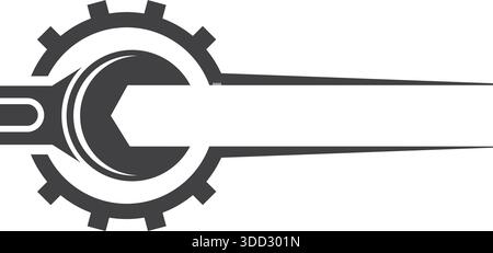 Gear Line Engineering logo Design Industrial Template Vector Illustration de Vecteur