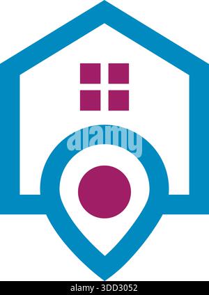 Home PIN Real Estate logo Design Property Template Vector Illustration de Vecteur
