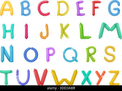 Lettres de ballon. Alphabet de ballons à hélium. Lettre de bulles colorées pour anniversaire, anniversaire, fête, décoration de festival. Éléments enfants Sapid Illustration de Vecteur