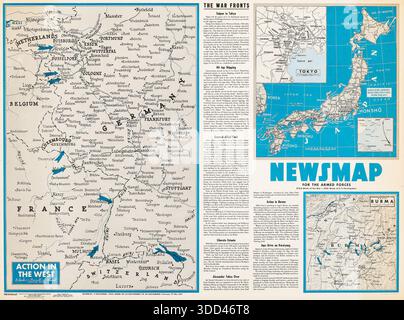 Affiche Newsmap de la seconde Guerre mondiale détaillant la route de l'Armée rouge soviétique sur le front de l'est Banque D'Images