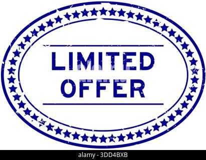 Grunge mot bleu ovale joint en caoutchouc timbre offre limitée sur fond blanc Illustration de Vecteur