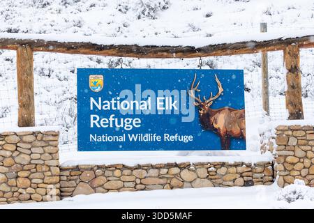 Entrée au National Elk refuge à Jackson, Wyoming Banque D'Images