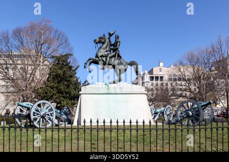 Statue du général Andrew Jackson par Clark Mills à Lafayette Square près de la maison blanche, Washington D.C. Banque D'Images