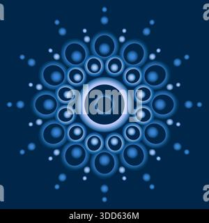 Élément de conception rond dégradé bleu sur fond bleu foncé. Ornement décoratif rond mandala Illustration de Vecteur