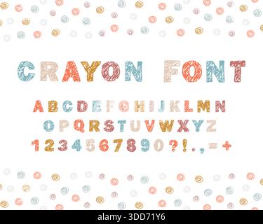 Crayon alphabet anglais. ABC ludique avec crayon de cire et texture de stylo. Projets d'apprentissage à l'école ou à la maternelle. Illustration vectorielle Illustration de Vecteur