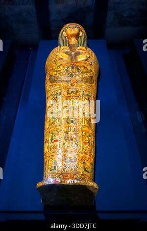 Couvercle du cercueil intérieur d'Ankhefenmut - XXI dynastie, troisième période intermédiaire - bois peint - cachette de Bab el-Gasus, Deir el Bahari, Louxor Banque D'Images