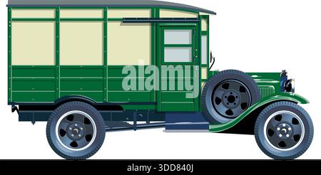 Camion de livraison rétro vecteur. Format vectoriel eps-10 disponible séparé par groupes avec des effets de transparence pour recolorer en un clic Illustration de Vecteur