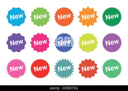 Collection de l'icône de badge Nouvelle arrivée pour le marketing et la promotion, autocollant de vente, conception d'autocollant de prix Illustration de Vecteur