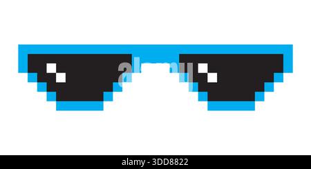 Fun rétro pixelated icône de verre de soleil, Boss lunettes meme, style de vie meme lunettes de soleil thug, illustration vectorielle Illustration de Vecteur