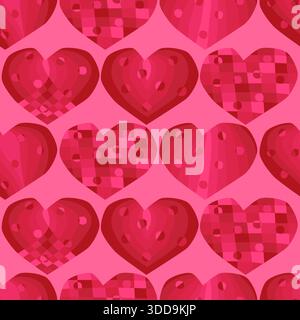Modèle sans couture avec des coeurs rouges sur un fond rose Illustration de Vecteur
