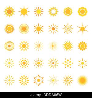 Illustration Set symboles du soleil sur un fond blanc. Illustration de Vecteur