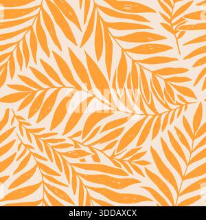 Feuilles de palme dypsis à motif vectoriel sans couture. Motif feuilles de palmier d'été en tissu tropical. Modèle sans couture Dypsis lutescens. Illustration vectorielle sans fin. Illustration de Vecteur