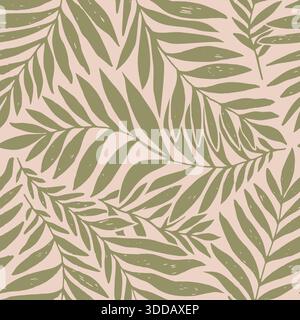 Feuilles de palme dypsis à motif vectoriel sans couture. Motif feuilles de palmier d'été en tissu tropical. Modèle sans couture Dypsis lutescens. Illustration vectorielle sans fin. Illustration de Vecteur