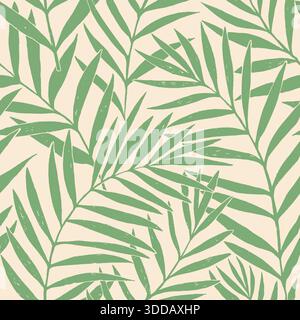 Feuilles de palme dypsis à motif vectoriel sans couture. Motif feuilles de palmier d'été en tissu tropical. Modèle sans couture Dypsis lutescens. Illustration vectorielle sans fin. Illustration de Vecteur