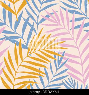 Feuilles de palme dypsis à motif vectoriel sans couture. Motif feuilles de palmier d'été en tissu tropical. Modèle sans couture Dypsis lutescens. Illustration vectorielle sans fin. Illustration de Vecteur